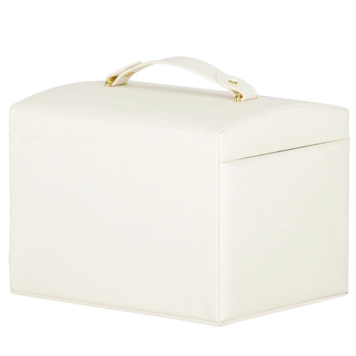 (DL) Cutie depozitare si organizare bijuterii, MDF, piele ecologica, 17,5 x 12 x 13,5 cm., crem [21]