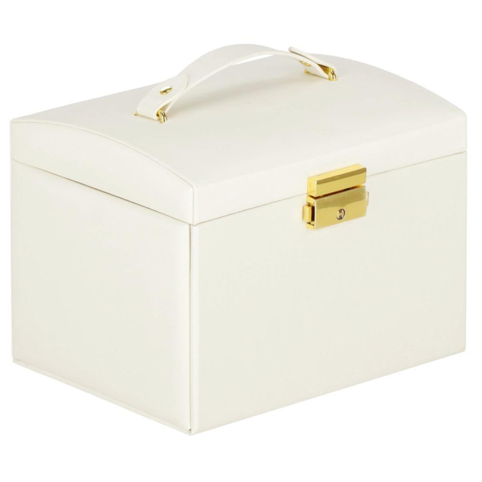 (DL) Cutie depozitare si organizare bijuterii, MDF, piele ecologica, 17,5 x 12 x 13,5 cm., crem [25]