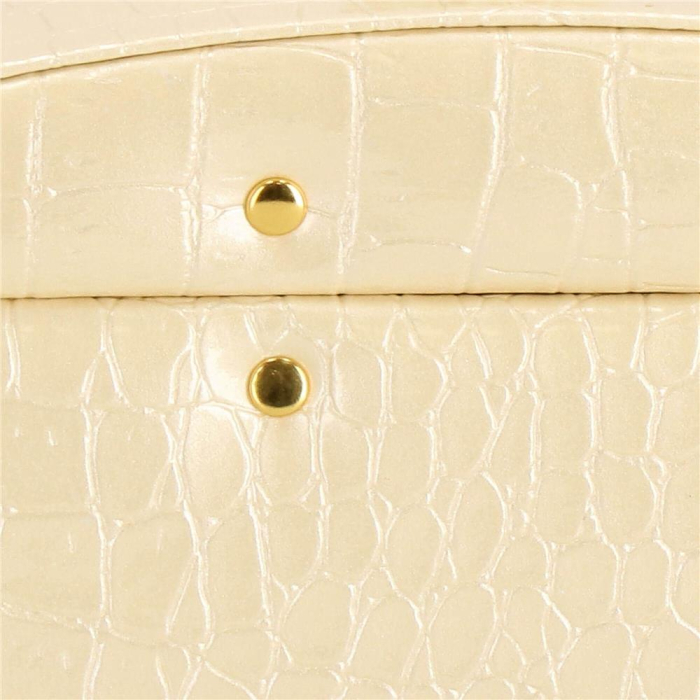 (DL) Cutie depozitare si organizare bijuterii, MDF, piele ecologica si velur, 17,5 x 14 x 12,5cm, crem [14]