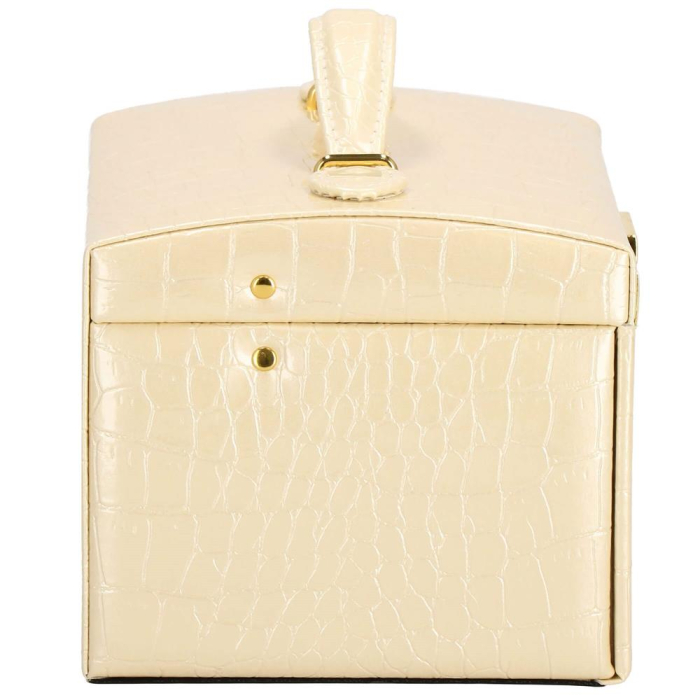 (DL) Cutie depozitare si organizare bijuterii, MDF, piele ecologica si velur, 17,5 x 14 x 12,5cm, crem [18]