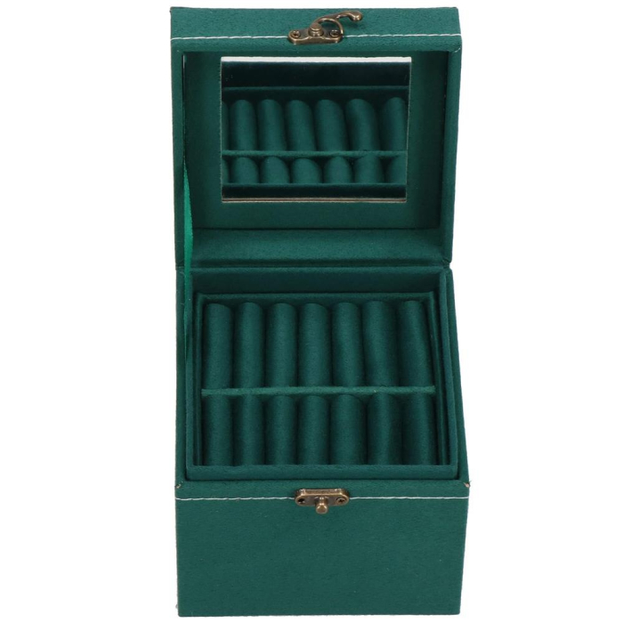 (DL) Cutie depozitare si organizare bijuterii, velur, 12x 12 x 12 cm, verde [12]