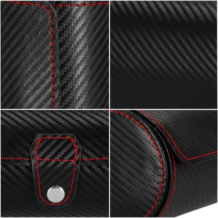 (DL) Cutie depozitare si organizare ceasuri si alte accesorii, MDF, piele ecologica, 20x9cm, negru [15]