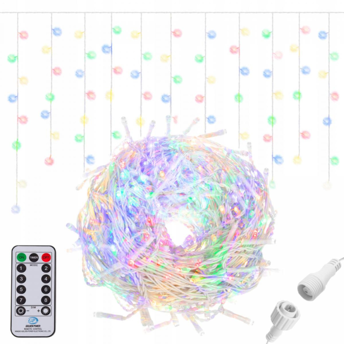 (DL) Ghirlanda luminoasa 500 LED-uri, 20m, pentru interior/exterior, telecomanda, iluminare multicolora [7]