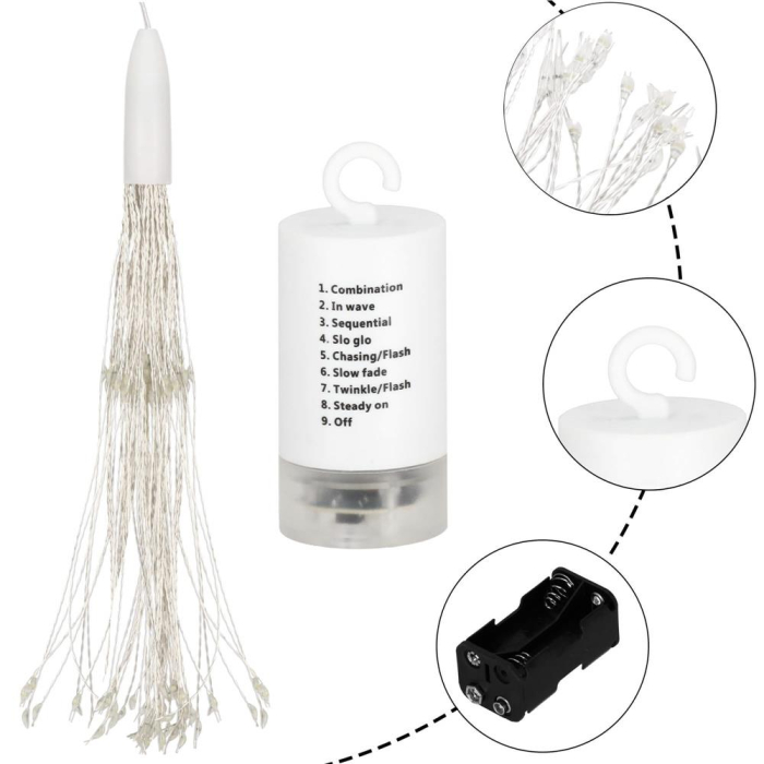 (DL) Instalatie lumina decorativa STAR cu 100 LED-uri, diametru 30cm, alimentare baterii, iluminare galbena [7]