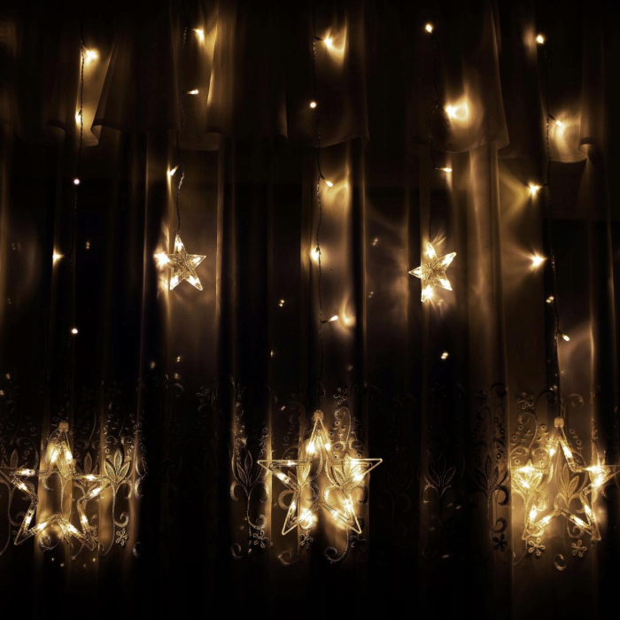(DL) Instalatie lumina tip perdea cu 92 LED-uri, 2m, pentru interior/exterior, stelute iluminare alba [7]