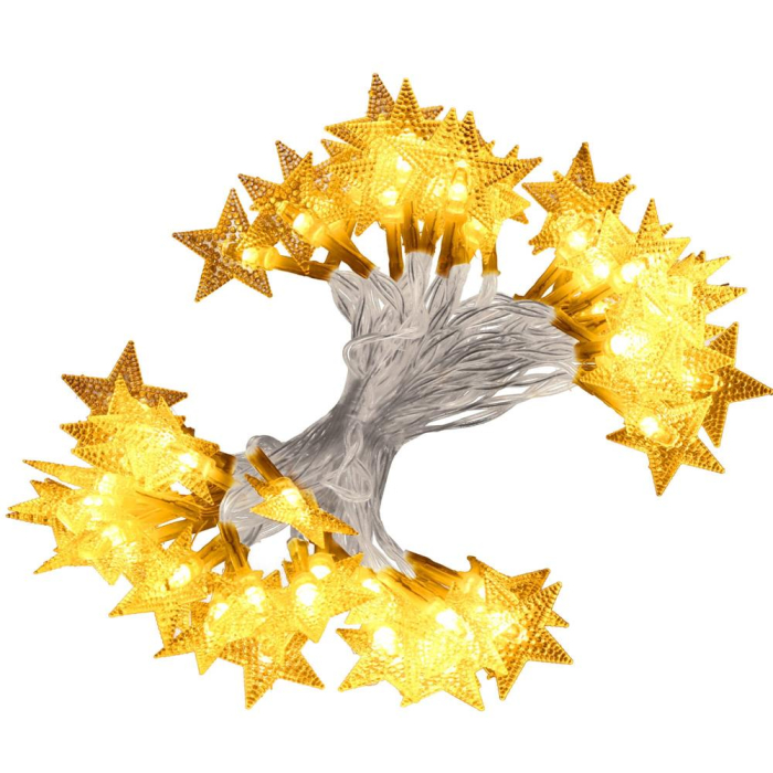 (DL) Instalatie stelute luminoase pentru gradina, 5 metri, 50 LED-uri, cu baterii, galben [14]