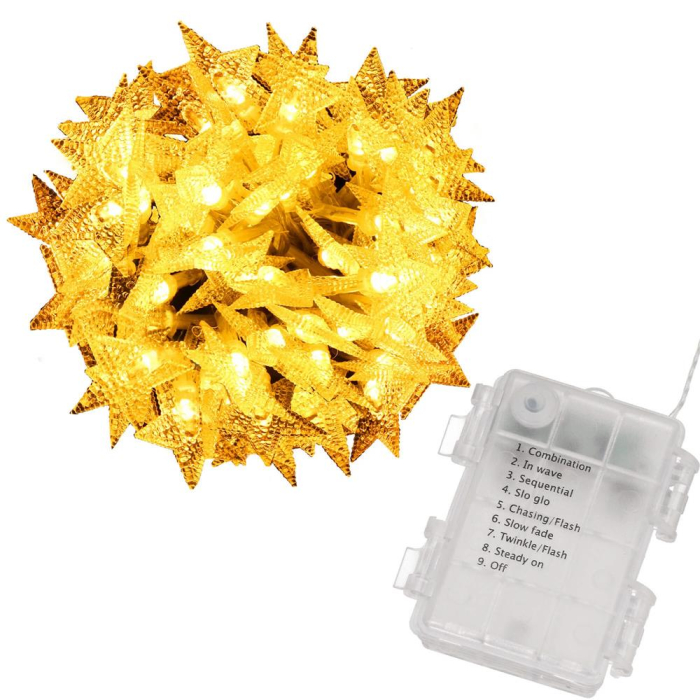 (DL) Instalatie stelute luminoase pentru gradina, 5 metri, 50 LED-uri, cu baterii, galben [2]