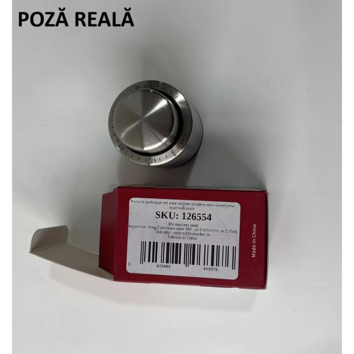 Dop de Etansare a Sticlei de Sampanie, , Data Etansare, Reutilizabil, Usor de Depozitat si Folosit, 4.5 x 4.5 x 8 cm, Gri [6]