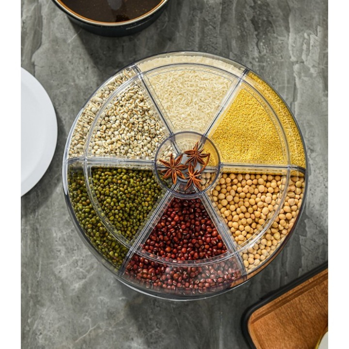 Dozator de cereale , rotativ 360, 6 compartimente, capacitate 6 L, rezistent la umezeala, inchidere etansa, verde [9]