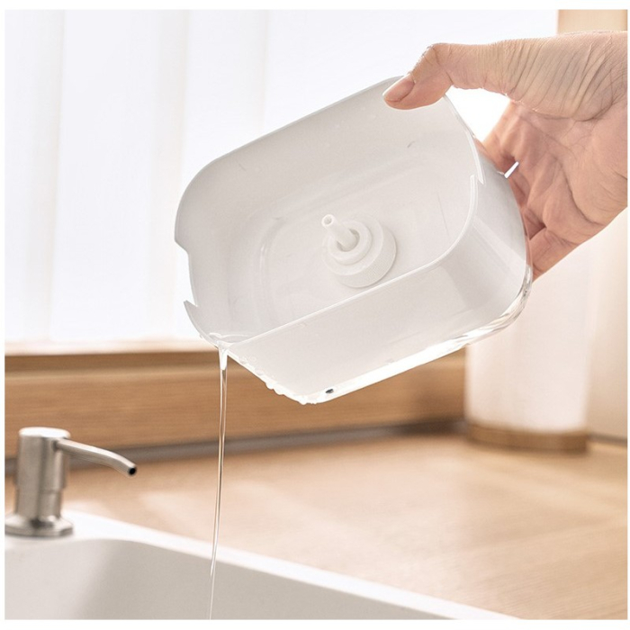 Dozator , Dispenser 2 in 1 pentru Detergent Lichid de Vase sau pentru Obiecte Sanitare cu Suport pentru Burete de Bucatarie , 8.6 x 14.5 x 10 cm, capacitate 300 ml, alb [3]