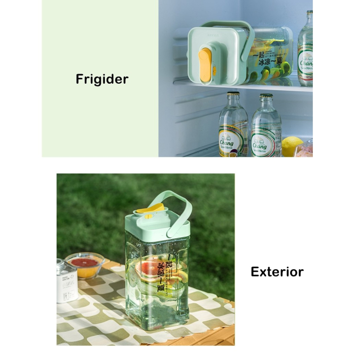 Dozator portabil pentru bauturi , 3.5 litri, capac etans, duza deschidere/inchidere, recipent din plastic, gradat, filtru, maner, pentru diverse bauturi, 29.7 x 14.1 x 14.4 cm, verde [5]