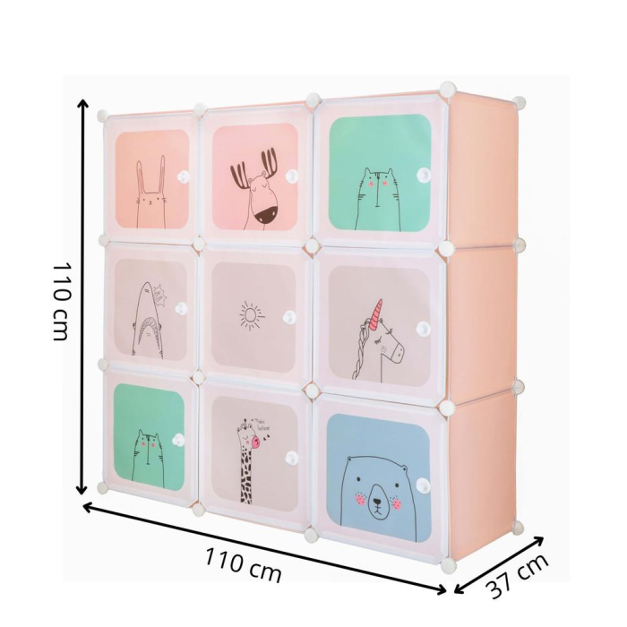 Dulap copii, modular cu 9 compartimente, PVC, 110x110x37 cm, multicolor [20]