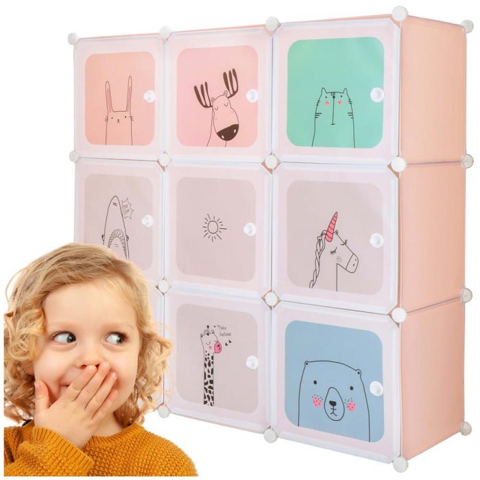 Dulap copii, modular cu 9 compartimente, PVC, 110x110x37 cm, multicolor [2]