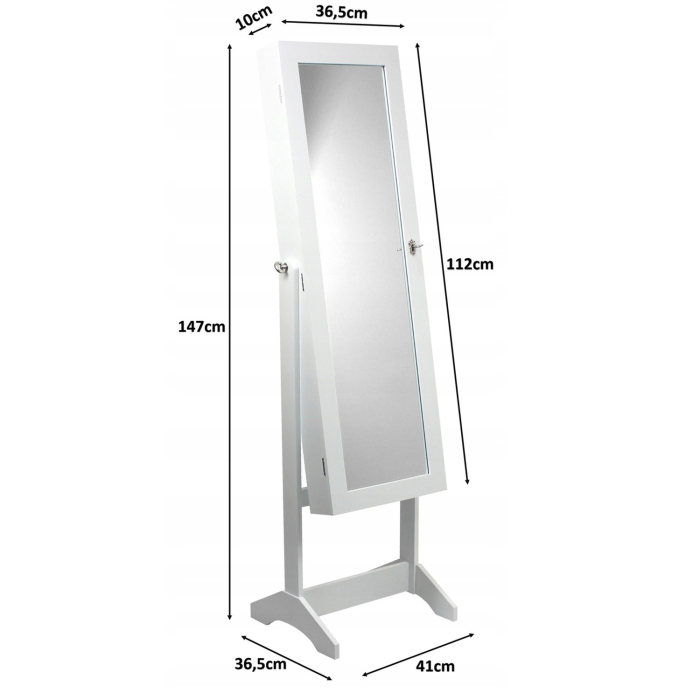 Dulap de toaleta cu oglinda si spatiu de depozitare bijuterii, 41x147cm, alb [3]