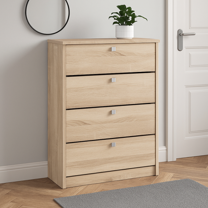 Dulap pantofi cu 4 usi rabatabile, PAL laminat, 60x33x80 cm, stejar sonoma [5]