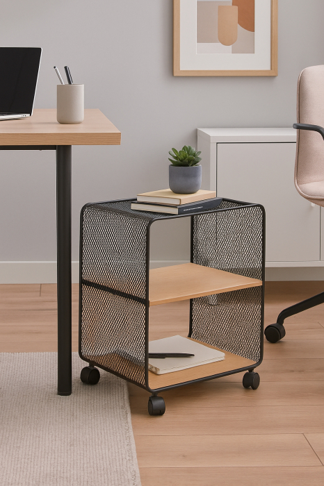 Etajera 5Five cu 2 compartimente, MDF si metal, 43x28x52 cm, negru [2]