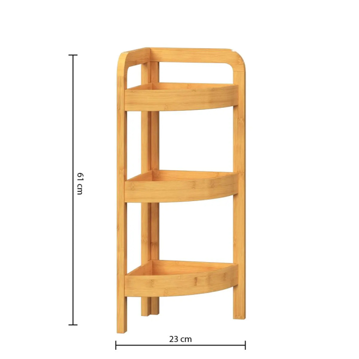 Etajera colt 5Five Bambou cu 3 rafturi, din lemn de bambus, 23x23x61 cm, bej natur [3]