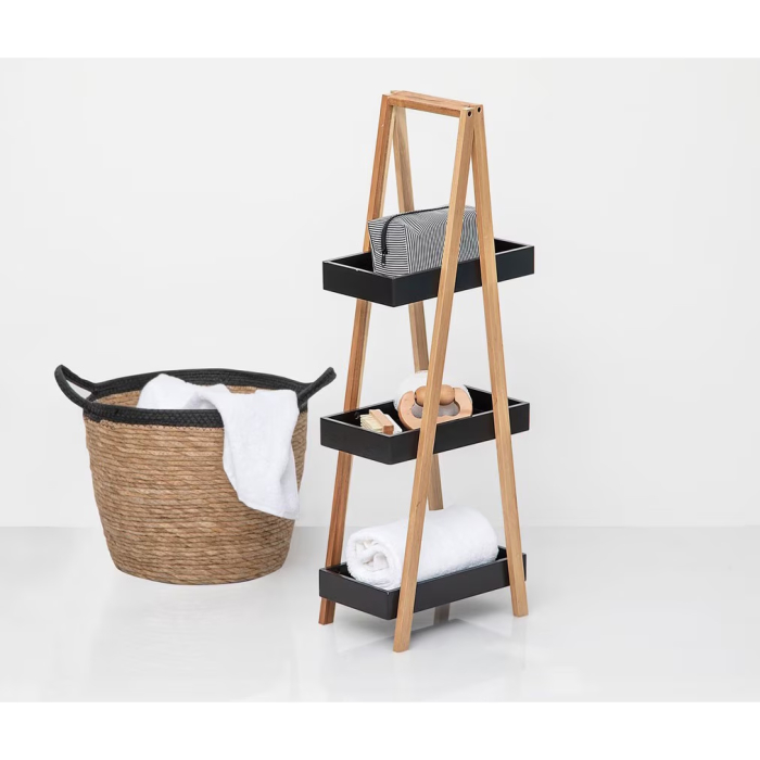 Etajera cu 3 rafturi 5Five Natureo, MDF si bambus, 30x18x82 cm, negru [2]