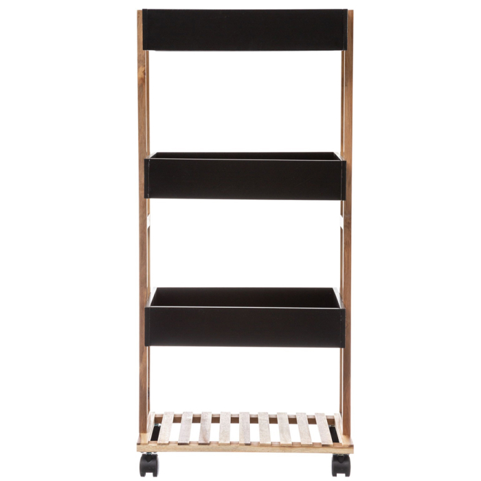 Etajera cu 4 rafturi 5Five Natureo pe roti, MDF si bambus, 40x30x88 cm, negru [3]