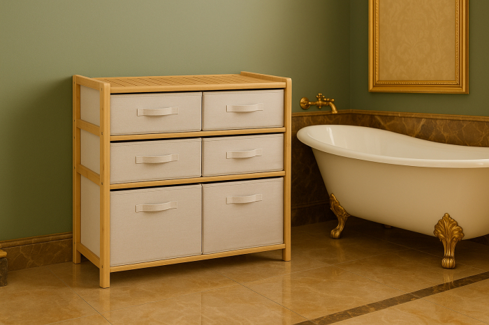 Etajera dubla 5Five Tidy Box, 6 compartimente, 66x33x78 cm, natur [8]