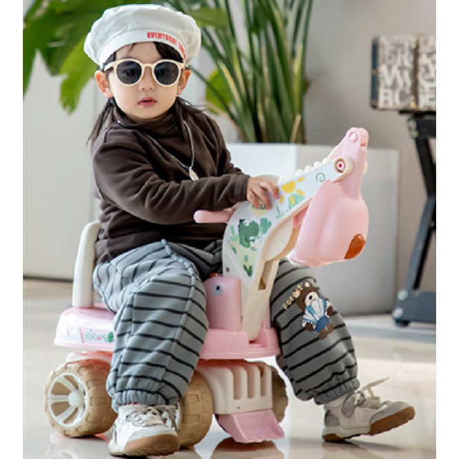 Excavator pentru Copii, , 1-3 Ani, Greutate Portanta 30 kg, Muzica si Lumini, Rotatie 360 Grade, 45 x 31 x 35 cm, 4 Roti, Roz [2]