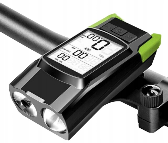 Far bicicleta 3 in 1, 2x LED 5 Wati, claxon, vitezometru, distanta, acumulator 4000mAh, USB, rezistent la apa [12]