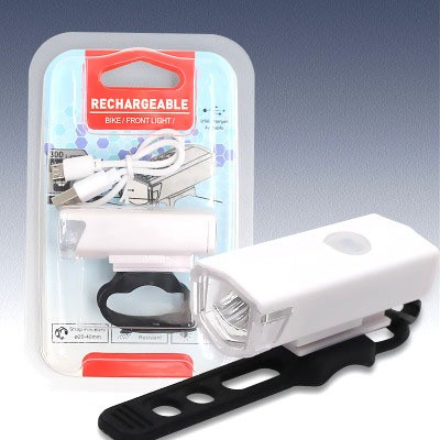 Far cu LED proiector pentru bicicleta\trotineta, , reincarcabil, cablu USB inclus, 3 moduri de lumina, IPX4, Alb, 6.5x2.9x2.3 cm [4]