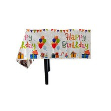 Fata de Masa, , din Folie, Imprimeu Happy Birthday cu Baloane, 137 x 183 cm, Alb [3]