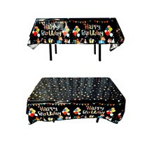 Fata de Masa, , din Folie, Imprimeu Happy Birthday cu Baloane, 137 x 183 cm, Negru [3]