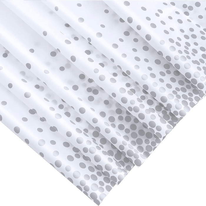 Fata de Masa, , din PEVA, Imprimeu Buline, 137 x 274 cm, Impermeabila, Fara Pete, Curatare Rapida, Argintiu [2]