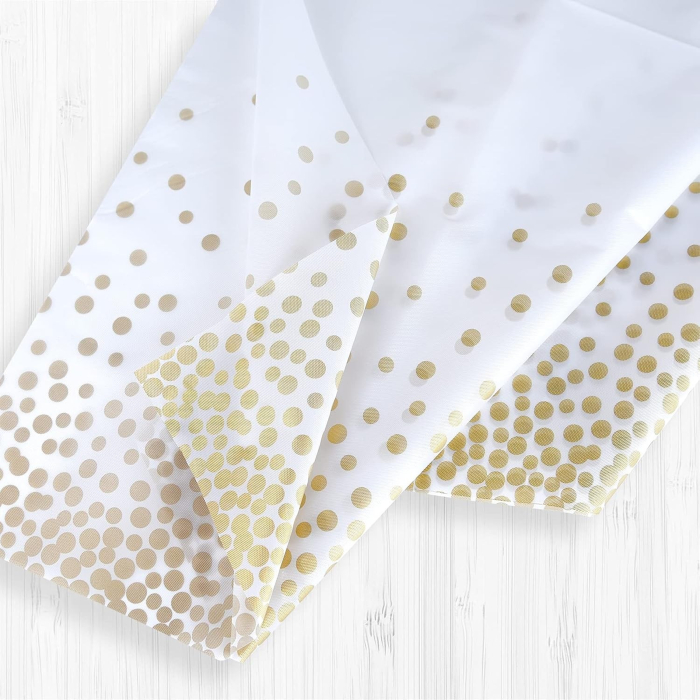 Fata de Masa, , din PEVA, Imprimeu Buline, 137 x 274 cm, Impermeabila, Fara Pete, Curatare Rapida, Bej [2]