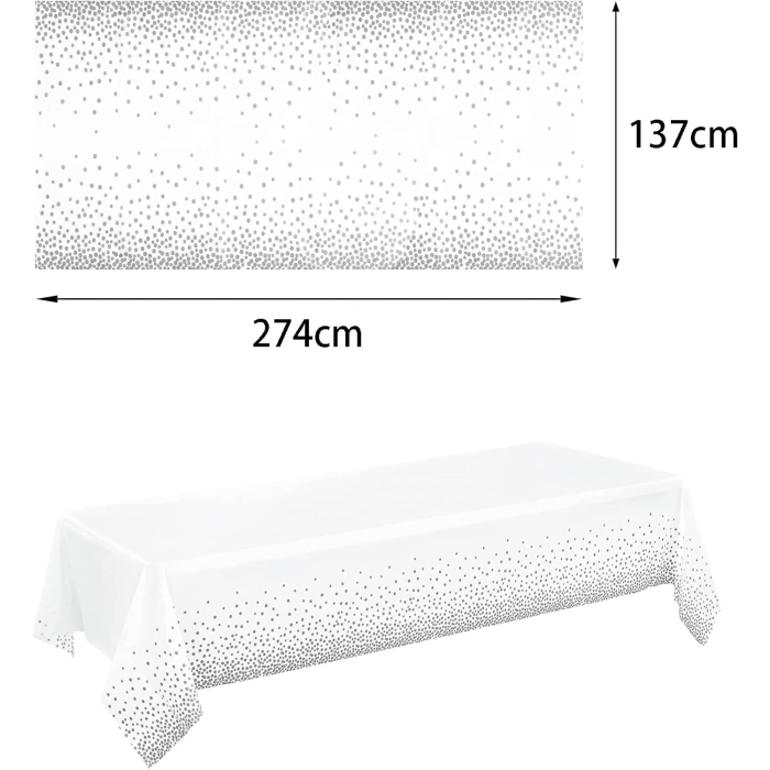 Fata de Masa, , din PEVA, Imprimeu Buline, 137 x 274 cm, Impermeabila, Fara Pete, Curatare Rapida, Gri [5]