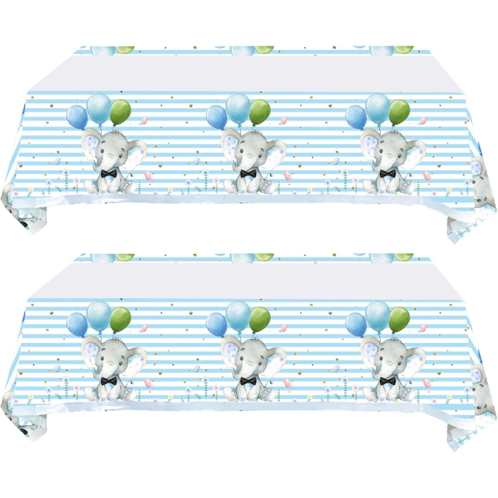 Fata de Masa, , din Plastic, Imprimeu Elefanti, 180 x 108 cm, Albastru [4]