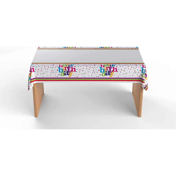 Fata de Masa Dreptunghiulara, , Colectia Happy Birthday, 180 x 108 cm, din Plastic PE, Impermeabila, Multicolor [3]