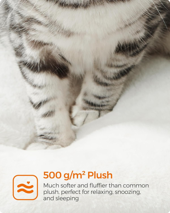 FEANDREA Ansamblu de joaca pisici, tip copac, cu culcusuri, ascunzatoare si hamac, 55x45x138 cm, alb si gri [4]