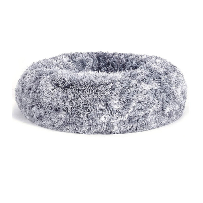 FEANDREA Pat pufos pentru caini si pisici, cu husa detasabila, lavabila, plus moale cu fir lung, 60 cm, gri [1]