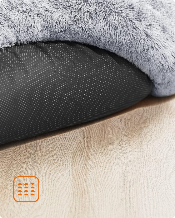 FEANDREA Pat pufos pentru caini si pisici, cu husa detasabila, lavabila, plus moale cu fir lung, 70 cm, gri [9]