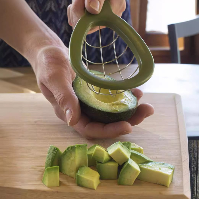 Feliator de Avocado, , pentru Taierea in Cubulete, Multifunctional, pentru Bucatarie, Otel Inoxidabil, ABS, 16x8x5 cm, Verde [5]