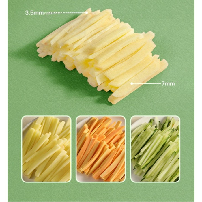 Feliator de Legume Multifunctional, , Taieturi Diferite, Razatoare pentru Bucatarie, Taietor de Cartofi, Presa Manuala, Pliabila, Extensibila, PP PET, 23.5x9.5x5.5 cm, Gri [5]