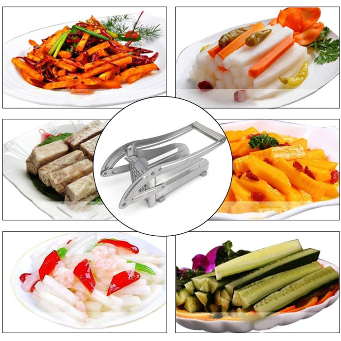 Feliator manual , pentru cartofi pai si legume, din inox, cu 2 dimensiuni de feliere, 25.5 x 11.7 cm, argintiu [7]