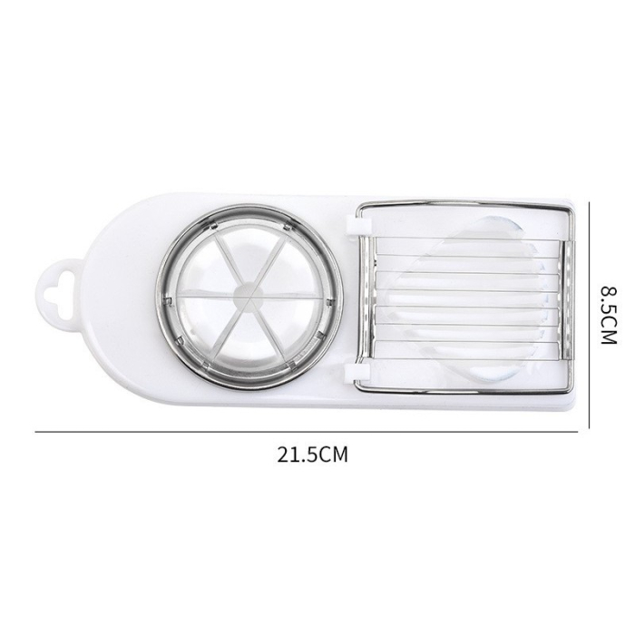 Feliator multifunctional pentru oua, mozzarela, fructe, 2 forme de feliere, agatatoare, 20 cm, Alb [6]