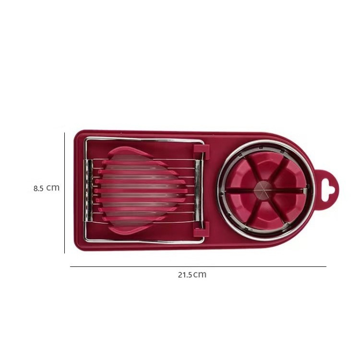 Feliator multifunctional pentru oua, mozzarela, fructe, 2 forme de feliere, agatatoare, 20 cm, Visiniu [8]