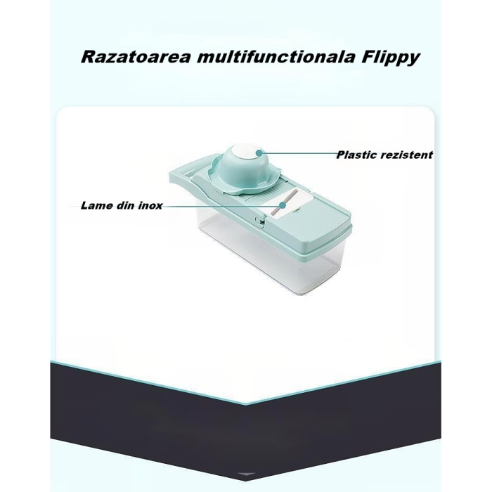 Feliator Multifunctional, , Razatoare, 8 in 1, pentru Fructe si Legume, 10 Piese, Lame de Inox, Recipient Stocare, Separator Oua, Protectie Mana, ABS, 32.2x11.3 cm, Albastru/Alb [4]