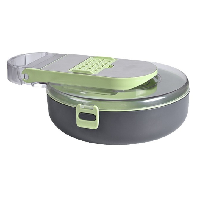 Feliator Multifunctional, , Razatoare, 8 in 1, pentru Fructe si Legume, 12 Piese, Lame de Inox, Recipient Stocare, Separator Oua, Protectie Mana, ABS, Gri/Verde, 29.5x9x21.8 cm [7]