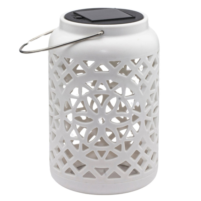 Felinar decorativ solar, LED, pentru exterior, 12x12x18.5cm, alb [20]