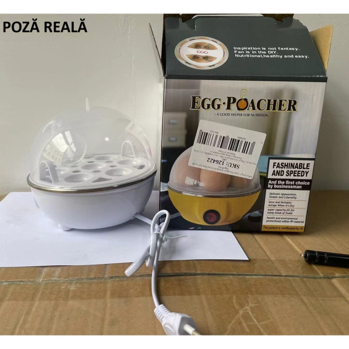 Fierbator de Oua Electric, Flipppy, Capacitate 7 oua, Aparat de fiert oua, 220V, Oprire Automata, 3 Moduri de Fiert Oua, 15 x 15 x 15 cm, Culoare Alb [2]