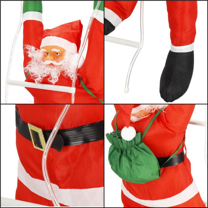 Figurina Craciun, Mos Craciun pe scara, cu iluminare LED, alimentare USB, pentru interior [10]