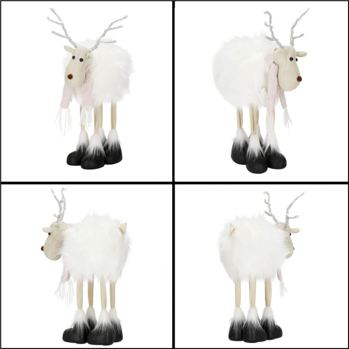 Figurina Craciun, Ren alb cu fular, inaltime 48cm [22]