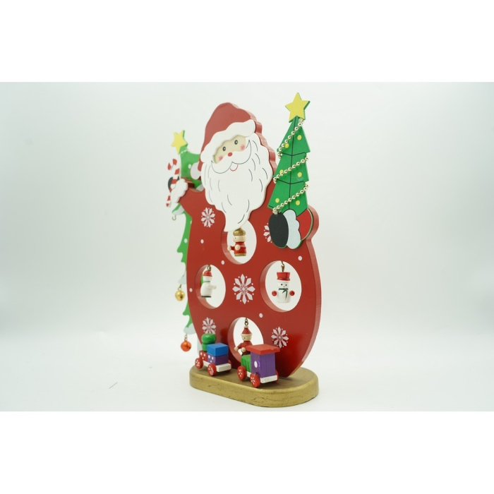 Figurina decorata, Mos Craciun, Rosu, din Lemn, 18 cm x 24.5 cm, Interior,  [9]