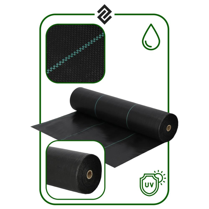 Folie agrotextil, mulcire, antiburuieni, filtru UV, 100 x 0.8metri, 70g/m2, negru [20]